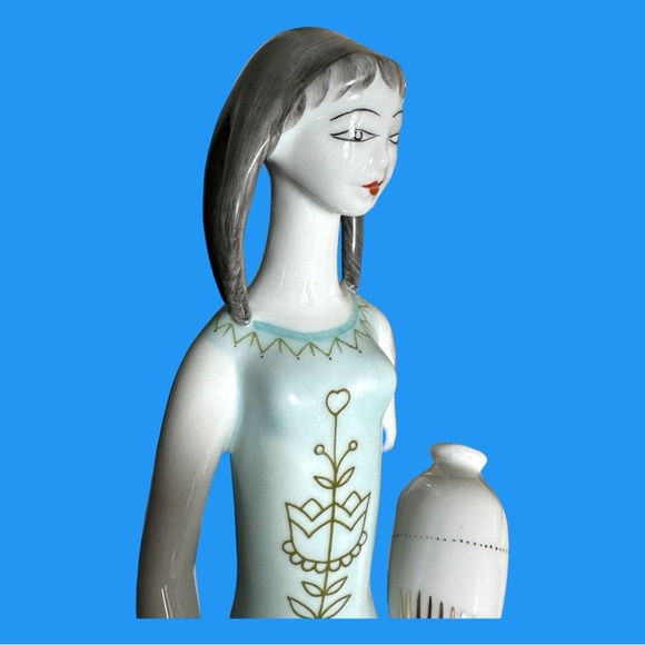 Hollohaza Hungarian Vintage Porcelain Waterbearer Woman Figurine - Picture 9 of 11